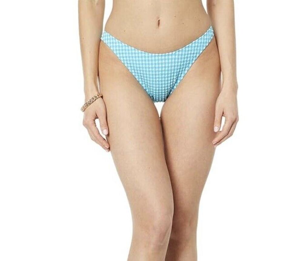NWT Lilly Pulitzer Turquoise Oasis Crinkle Gingham Blue Pico High Cut Bottoms s2
